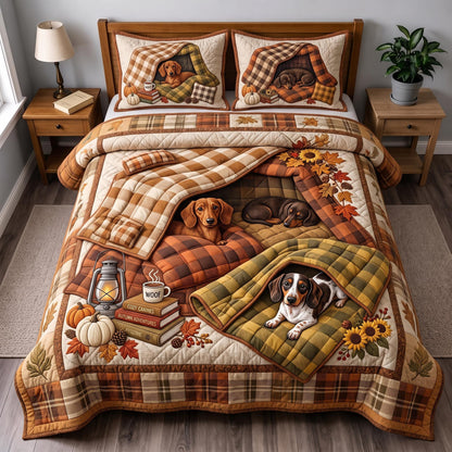 Cozy Dachshund 3-Piece Quilted Bedding Set GFTOMA12724
