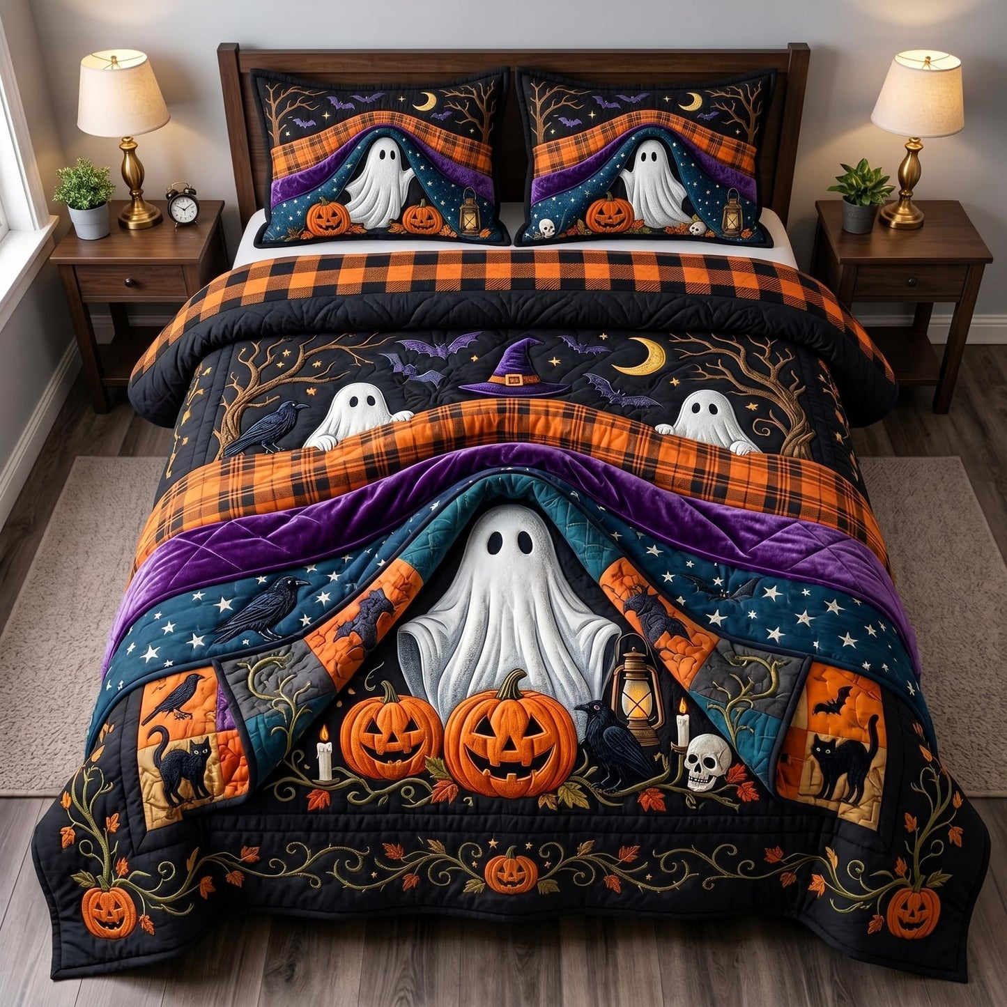 Cozy Ghost 3-Piece Quilted Bedding Set GFTOMA12726