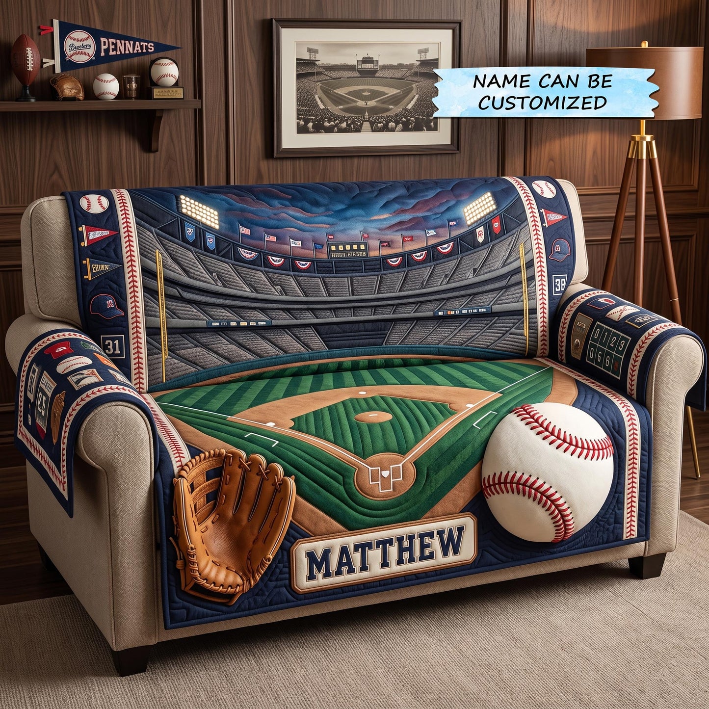 Baseball Spirit Quilted Sofa Cover QTCUZ GFTOMA12897