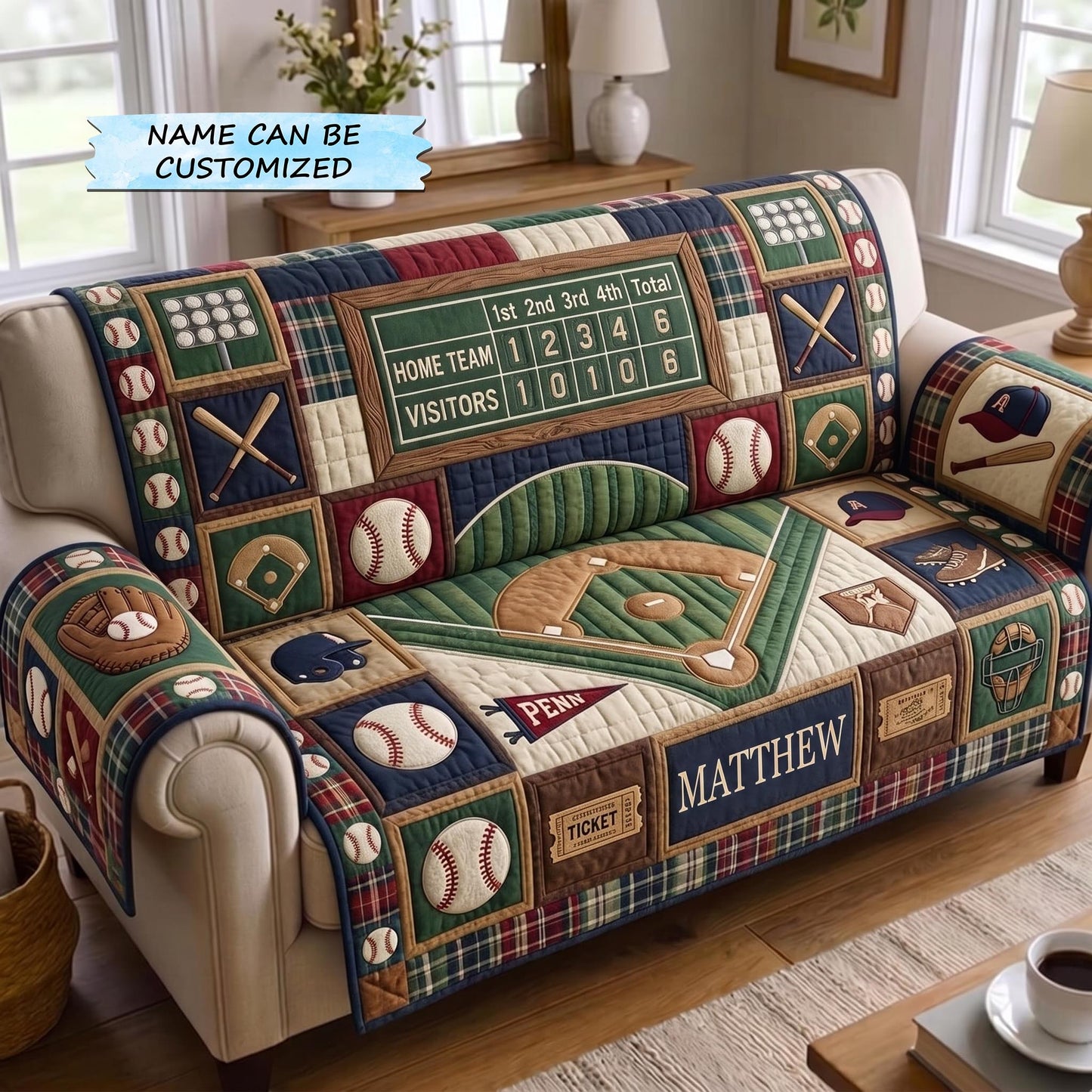 Home Run Quilted Sofa Cover QTCUZ GFTOMA12902