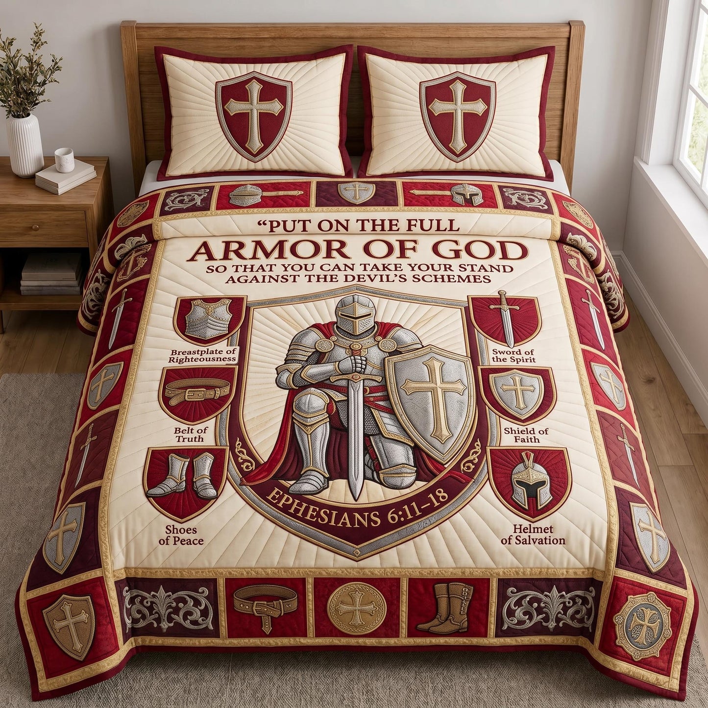 Full Armor Of God 3-Piece Quilted Bedding Set GFTOMA12910