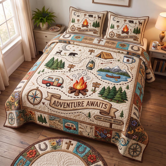 RV Adventures 3-Piece Quilted Bedding Set GFTOMA12921