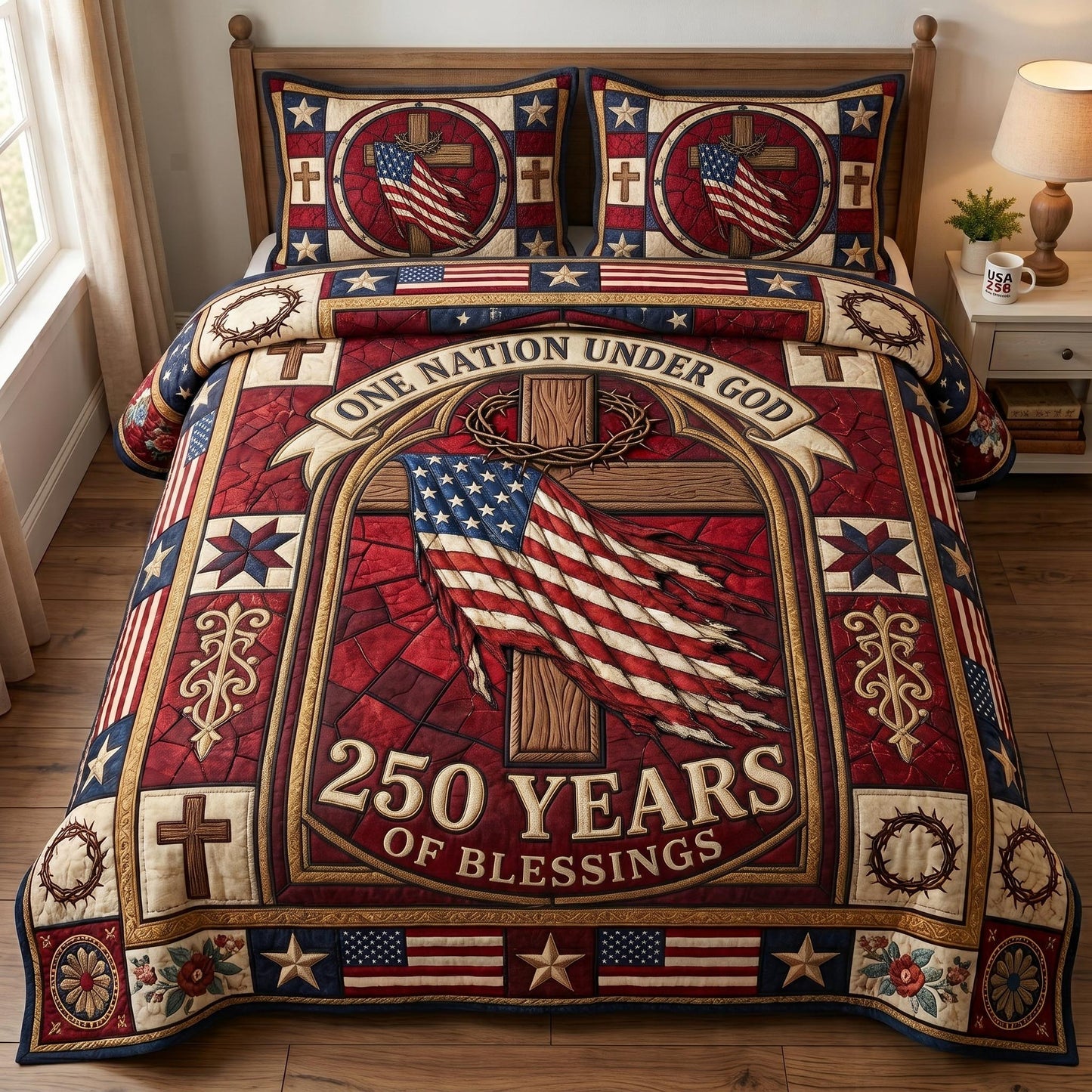 Faith Freedom 3-Piece Quilted Bedding Set GFTOMA12935