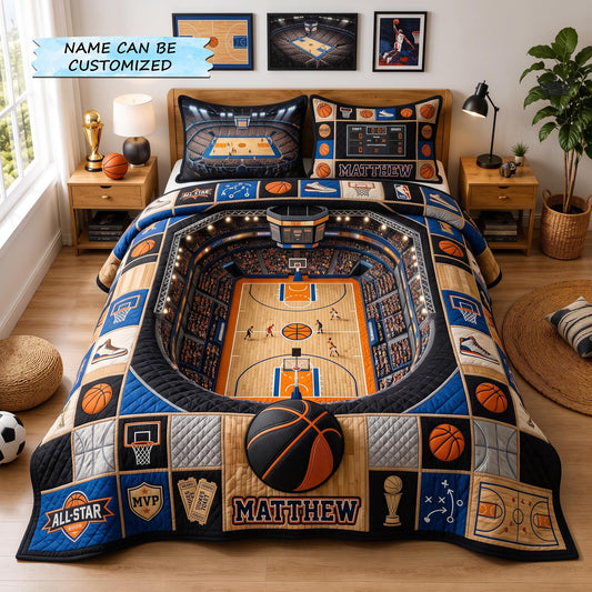 Personalized Basketball Champion 3-Piece Quilted Bedding Set QTCUZ GFTOMA12998