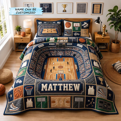 Personalized Basketball Champion 3-Piece Quilted Bedding Set QTCUZ GFTOMA12999