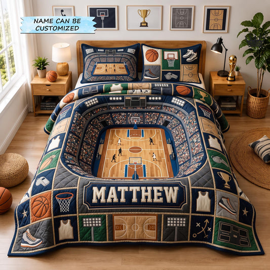 Personalized Basketball Champion 3-Piece Quilted Bedding Set QTCUZ GFTOMA12999