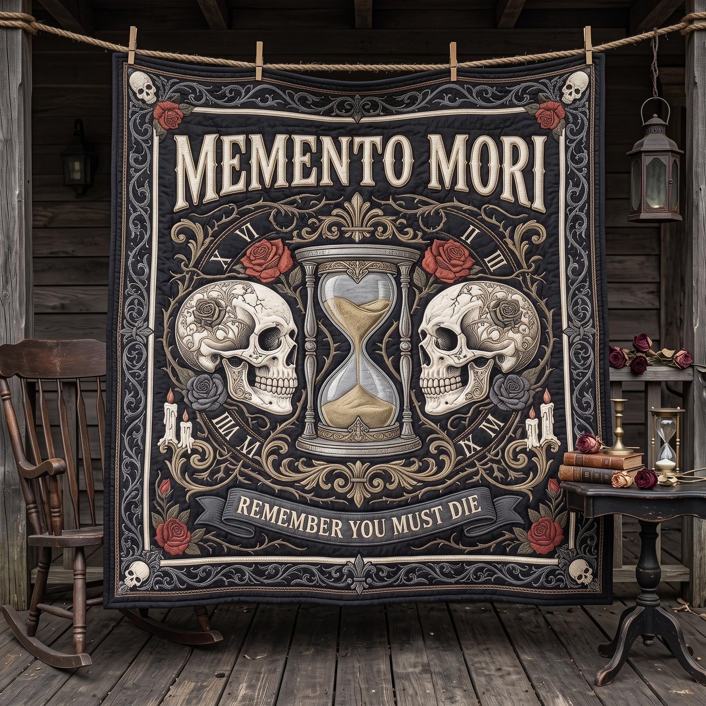 Memento Mori Quilted Blanket GFTOMA13020