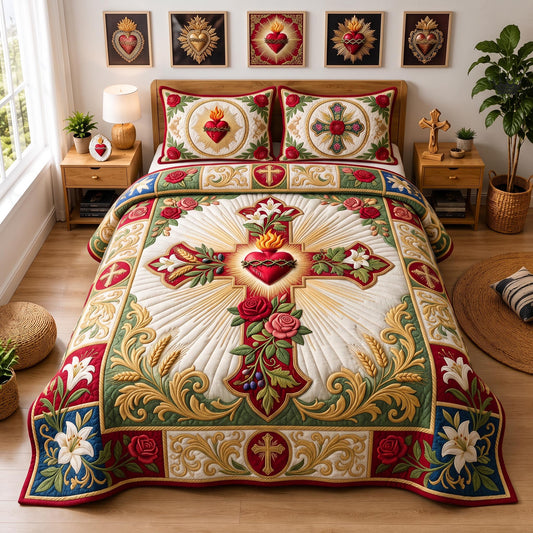 Sacred Heart 3-Piece Quilted Bedding Set GFTOMA13034