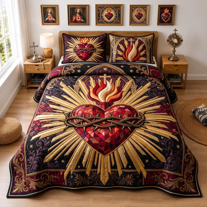 Holy Heart 3-Piece Quilted Bedding Set GFTOMA13035