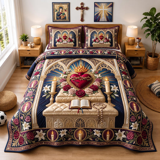 Divine Heart 3-Piece Quilted Bedding Set GFTOMA13036
