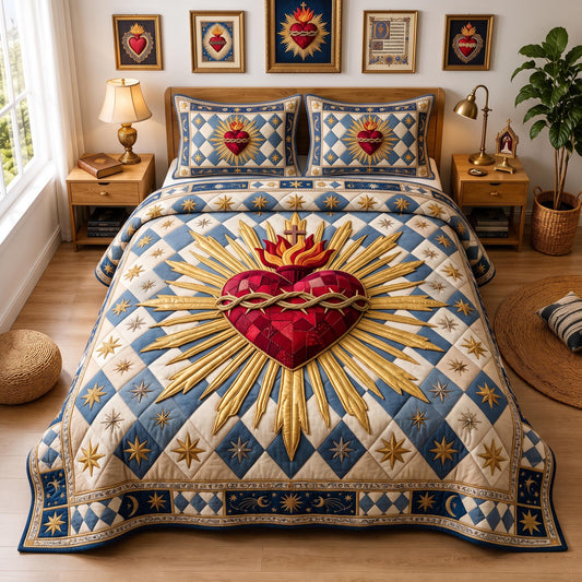 Blessed Heart 3-Piece Quilted Bedding Set GFTOMA13037