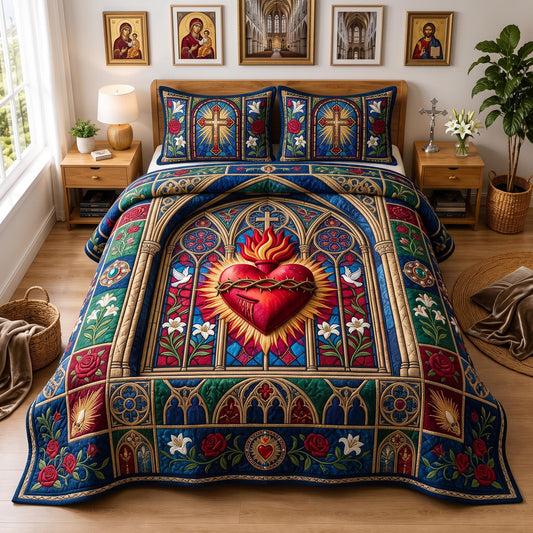 Divine Love 3-Piece Quilted Bedding Set GFTOMA13039