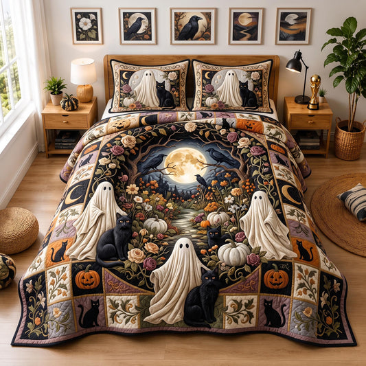 Autumn Cat 3-Piece Quilted Bedding Set GFTOMA13041