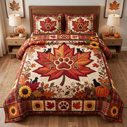 Autumn Cat 3-Piece Quilted Bedding Set GFTOMA13043