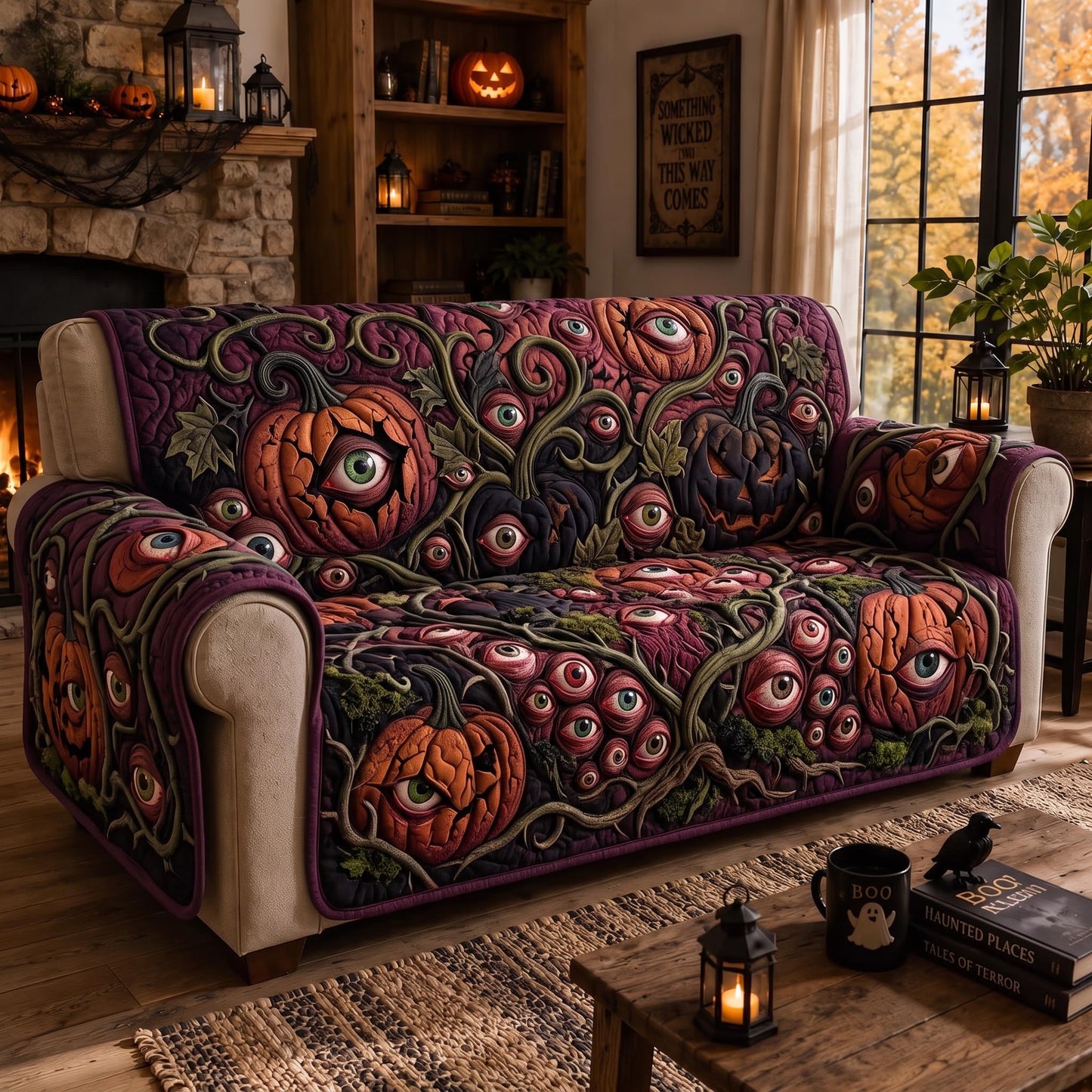 Ghostly Eyes Quilted Sofa Cover GFTOMA13079