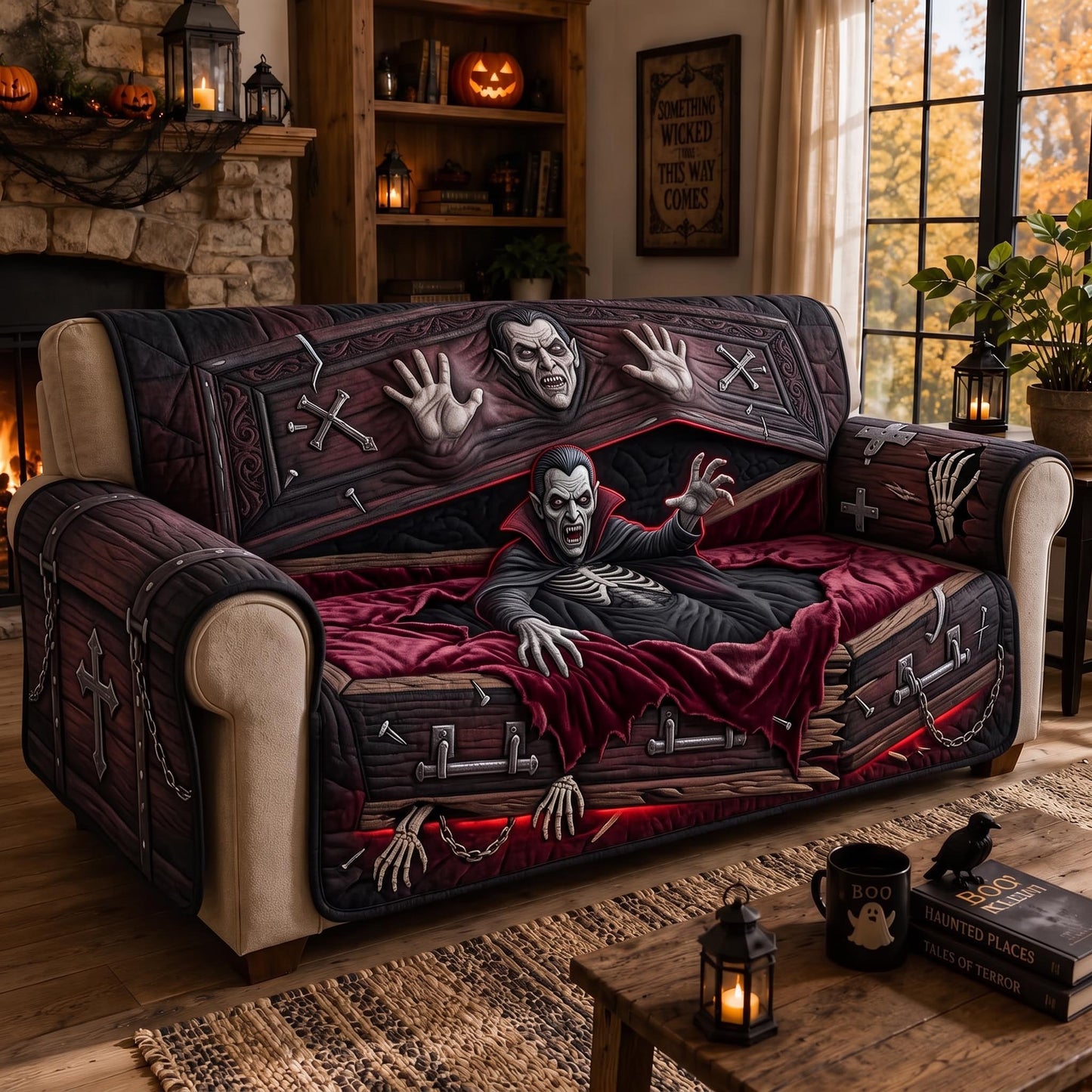 Midnight Haunt Quilted Sofa Cover GFTOMA13081