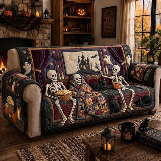 Skeleton Vibes Quilted Sofa Cover GFTOMA13082