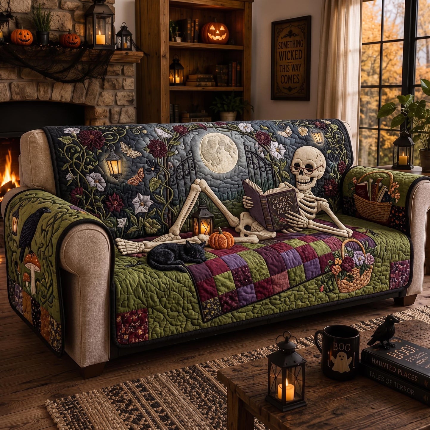 Cozy Skeleton Quilted Sofa Cover GFTOMA13086