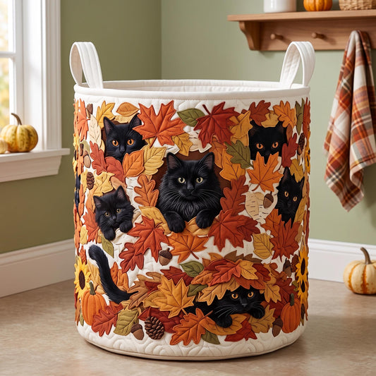 Autumn Cat Quilted Laundry Basket GFTOMA13089