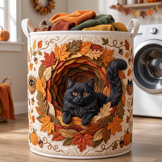 Autumn Cat Quilted Laundry Basket GFTOMA13092
