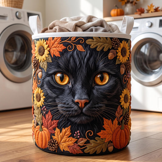 Autumn Cat Quilted Laundry Basket GFTOMA13093