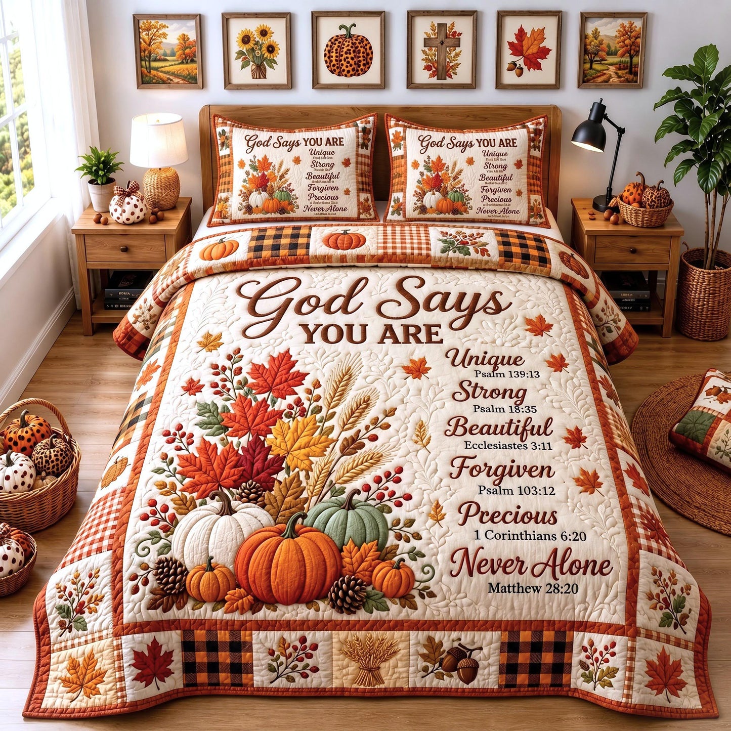 Autumn Scripture 3-Piece Quilted Bedding Set GFTOMA13166