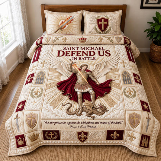 Saint Michael 3-Piece Quilted Bedding Set GFTOMA13172