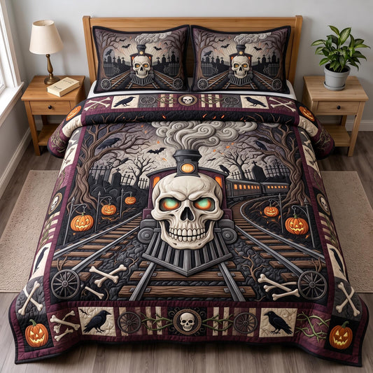 Skull Railway 3-Piece Quilted Bedding Set GFTOMA13227