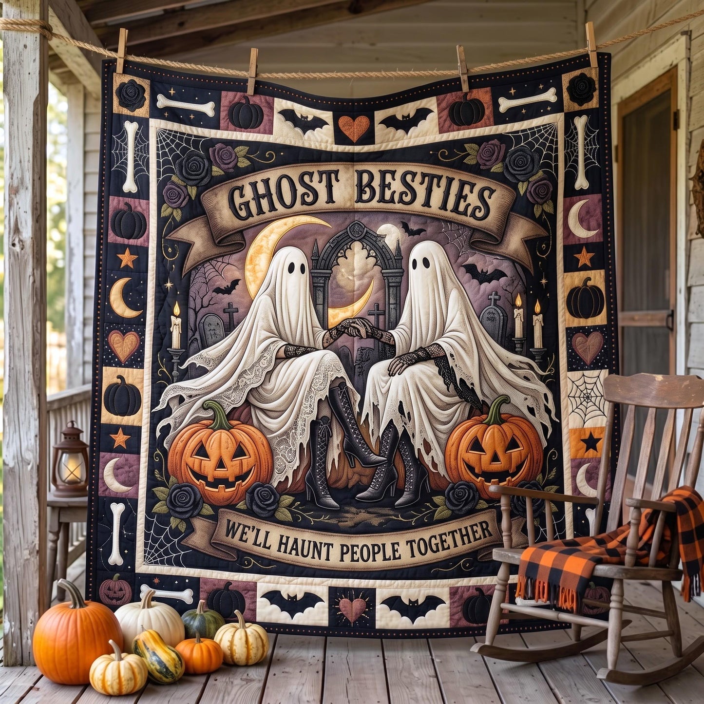 Ghost Bestie Quilted Blanket GFTOMA13285
