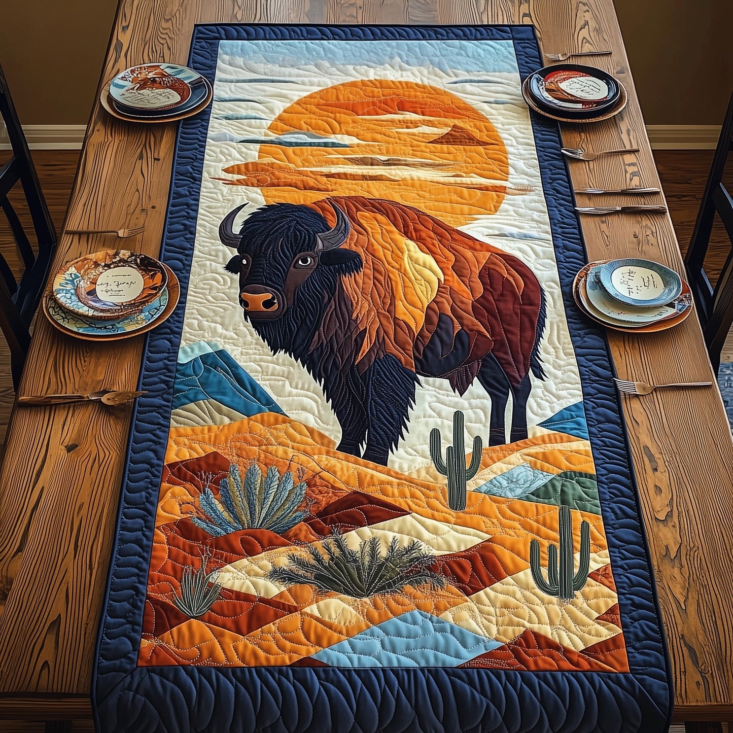 Wild Bison Quilted Table Runner GFTOMA132