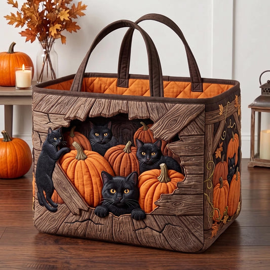 Pumpkin Cat Quilted Storage Basket GFTOMA13312