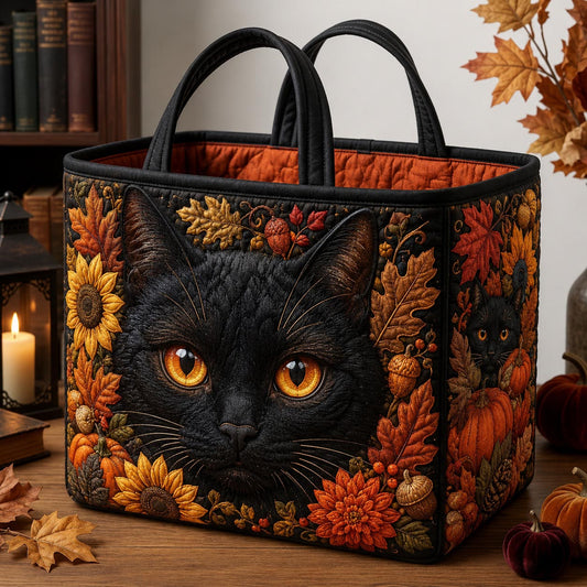 Midnight Cat Quilted Storage Basket GFTOMA13313