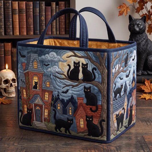 Haunted Cat Quilted Storage Basket GFTOMA13314