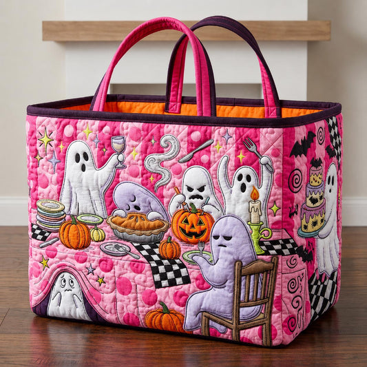 Ghost Pumpkin Quilted Storage Basket GFTOMA13319