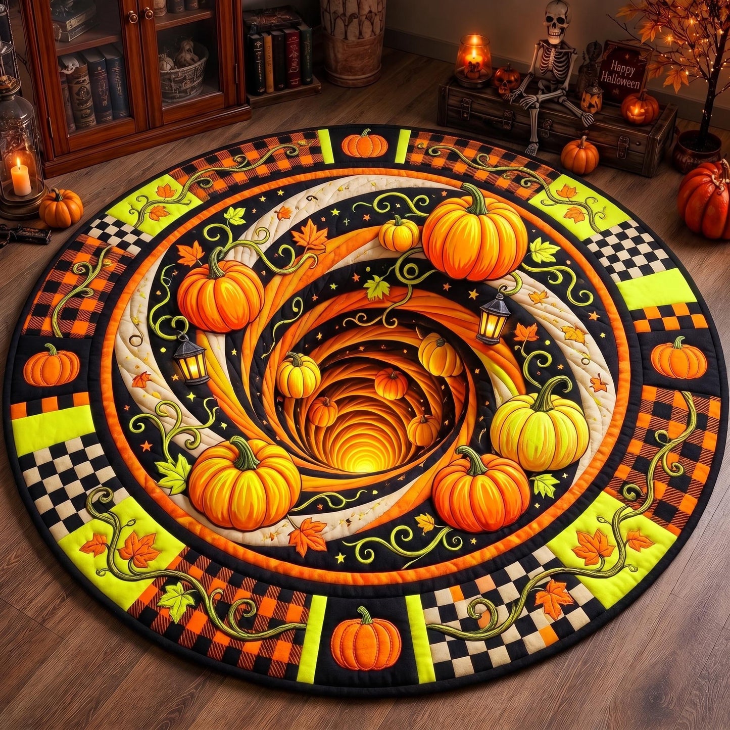 Pumpkin Vortex Quilted Round Mat GFTOMA13325