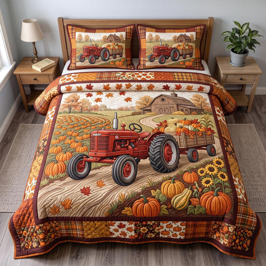 Autumn Tractor 3-Piece Quilted Bedding Set GFTOMA13369