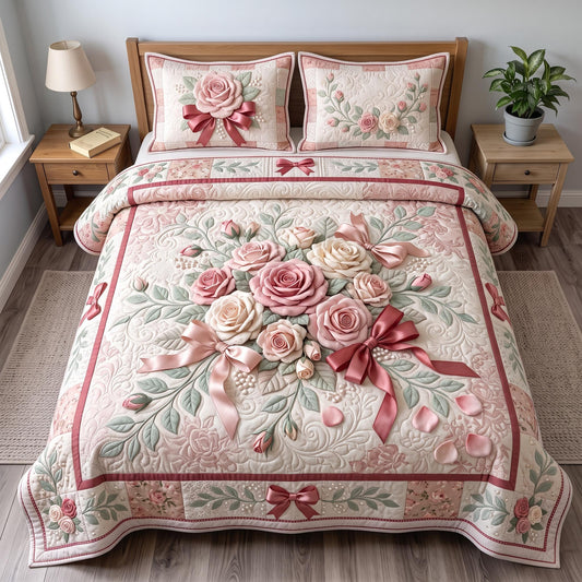 Blush Rose 3-Piece Quilted Bedding Set GFTOMA13374