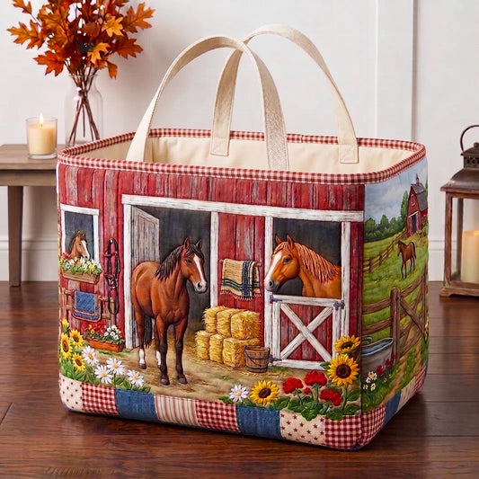 Barn Horse Quilted Storage Basket GFTOMA13376