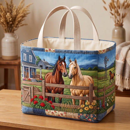 Fence Horse Quilted Storage Basket GFTOMA13379