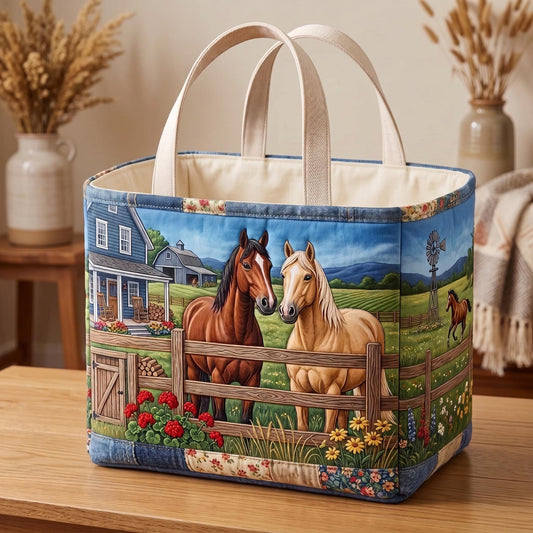 Fence Horse Quilted Storage Basket GFTOMA13379