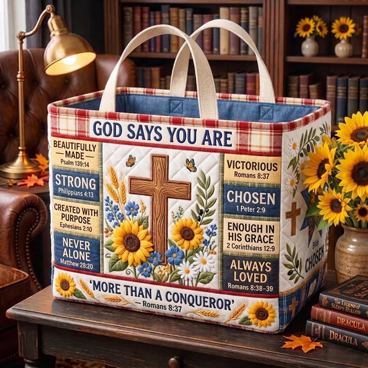 Faith Cross Quilted Storage Basket GFTOMA13384