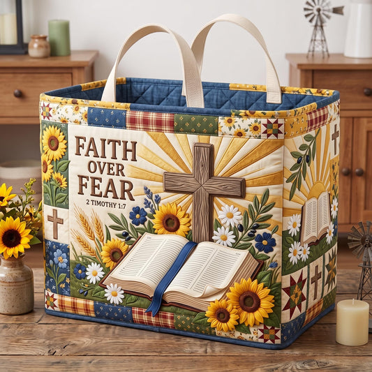 Faith Over Fear Quilted Storage Basket GFTOMA13386
