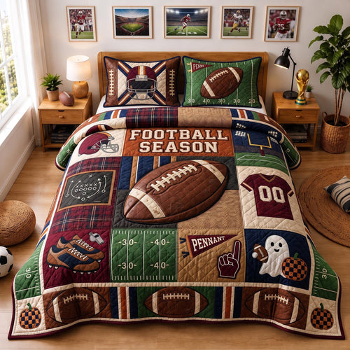 Football Season 3-Piece Quilted Bedding Set GFTOMA13419
