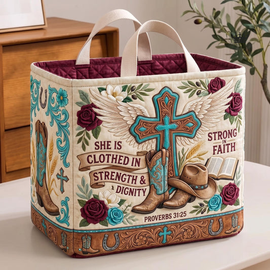 Strength And Dignity Quilted Storage Basket GFTOMA13442