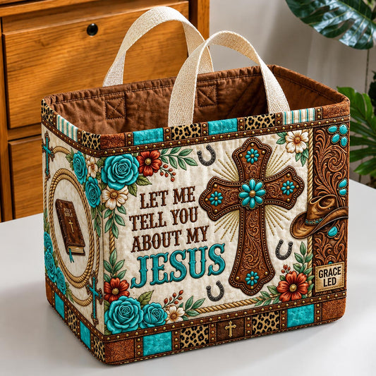 Tell Me About Jesus Quilted Storage Basket GFTOMA13443