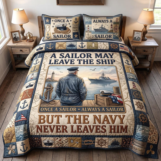 Navy Legacy 3-Piece Quilted Bedding Set GFTOMA13495