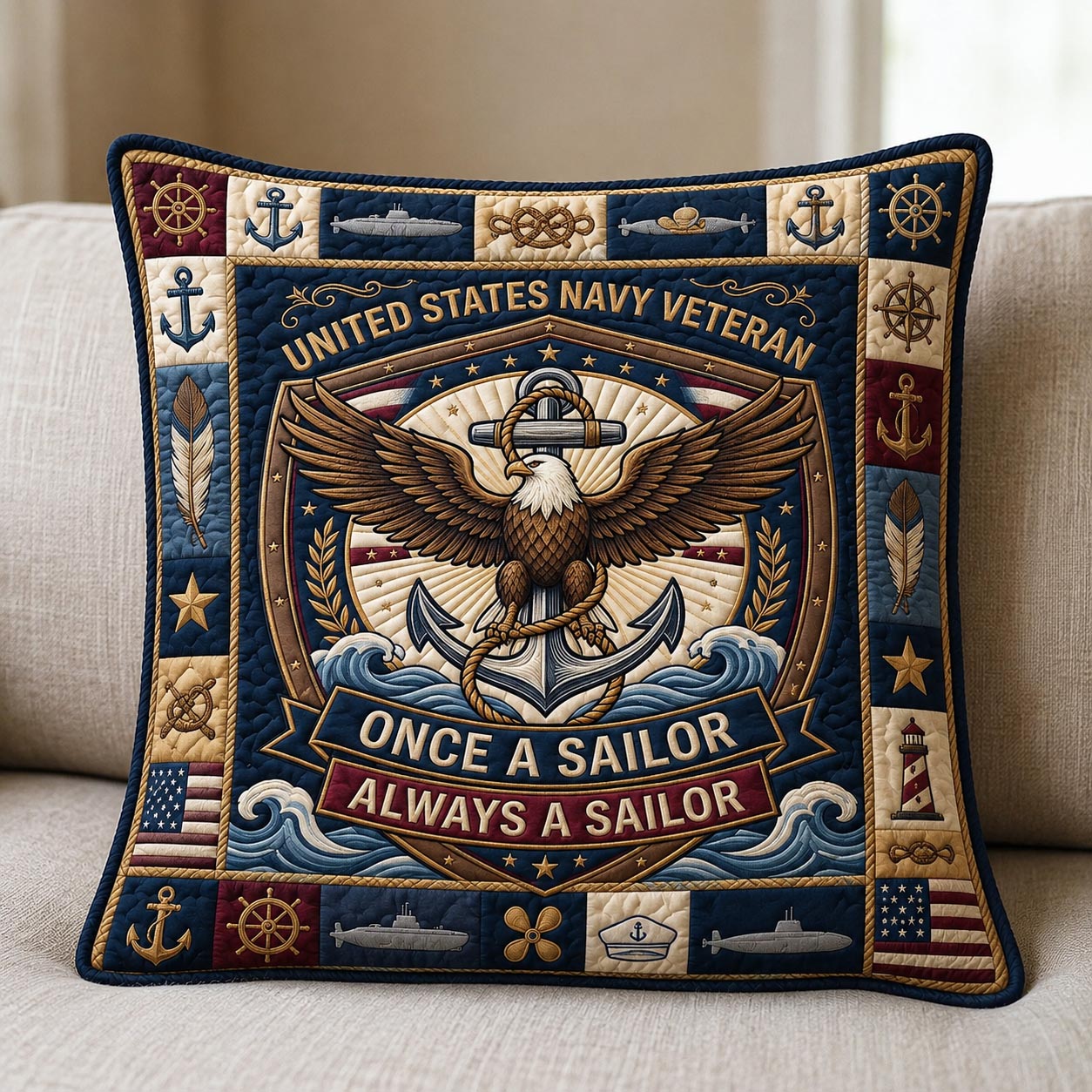 Navy Pride Quilted Pillow Case GFTOMA13497C1