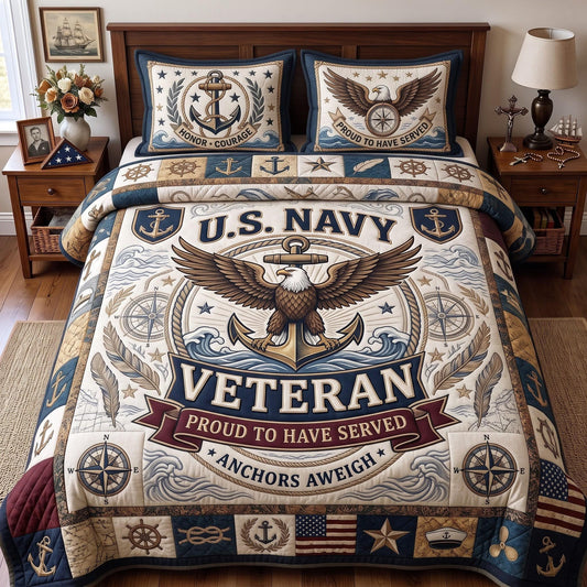 Navy Veteran 3-Piece Quilted Bedding Set GFTOMA13498