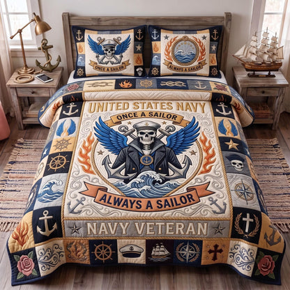Navy Forever 3-Piece Quilted Bedding Set GFTOMA13500