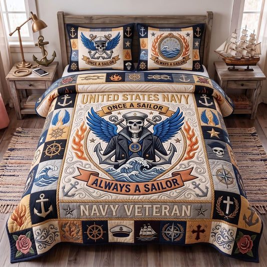Navy Forever 3-Piece Quilted Bedding Set GFTOMA13500
